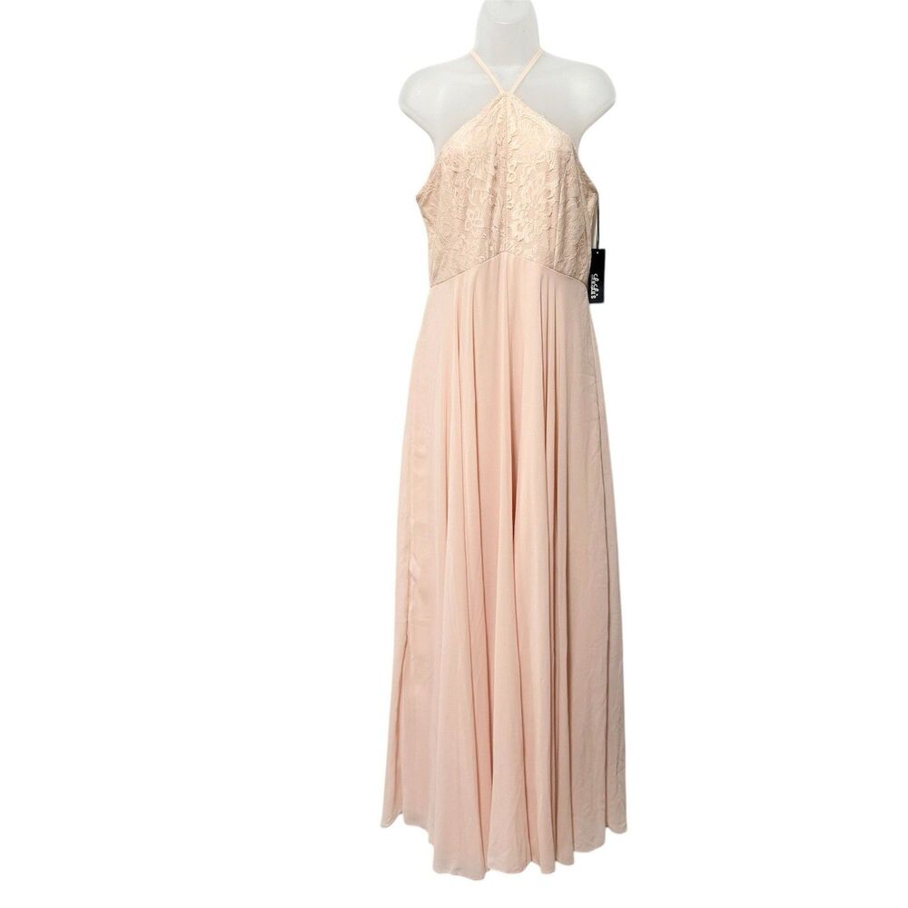 Lulus Women's Peach Everlasting Enchantment Lace Chiffon Maxi Dress Size L
